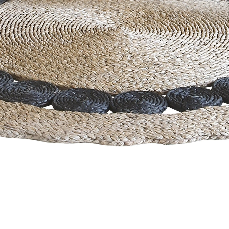 Cargue la imagen en el visor de la galería, Tapete Rumbai en circulo Decorativo Tejido Color Natura&Negra -305194
