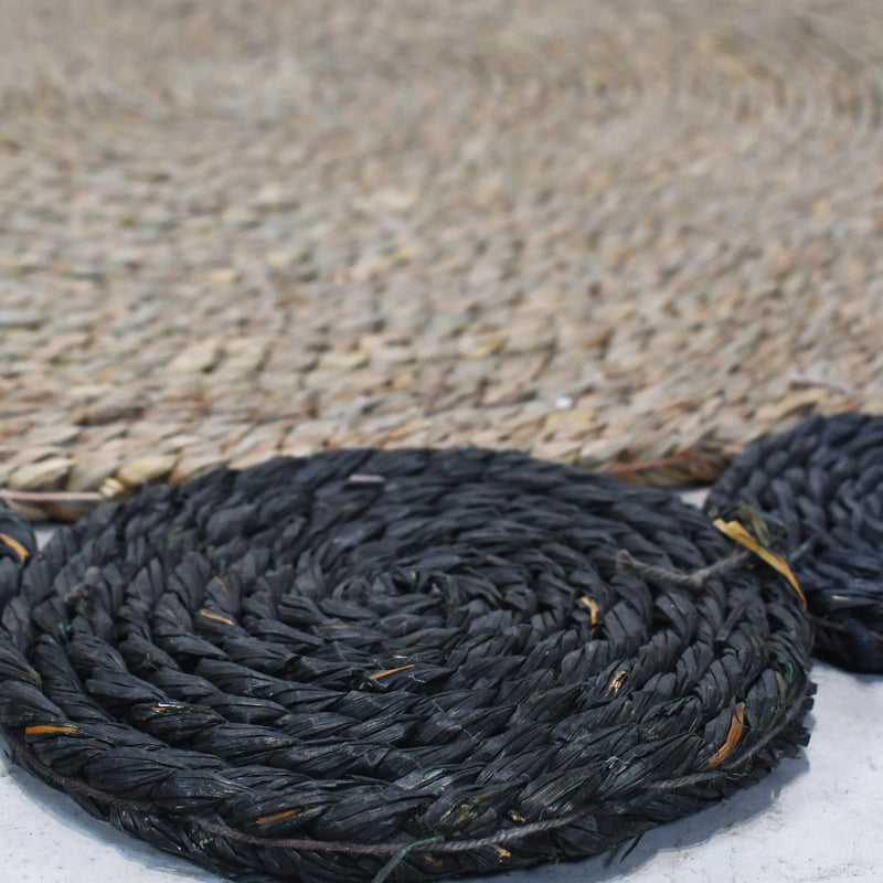 Cargue la imagen en el visor de la galería, Tapete Tivoli Decorativo Tejido Color Negro&Natural -304269