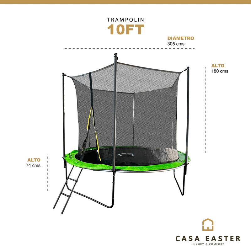 Cargue la imagen en el visor de la galería, Trampolin 10 Pies Altura Para Entretenimiento Exterior & Jardin -10FT