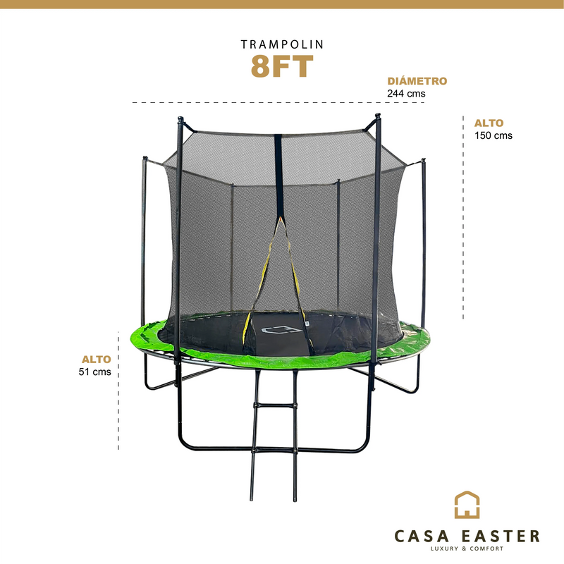 Cargue la imagen en el visor de la galería, Trampolin 8 Pies Para Entretenimiento Exterior & Jardin -8FT