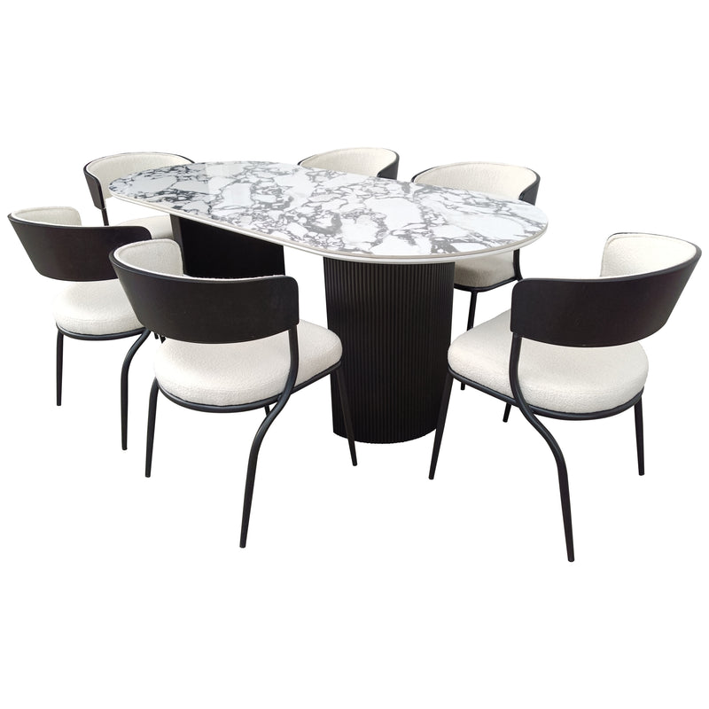 Cargue la imagen en el visor de la galería, Comedor Valise 1.8 M blanco&negro + 6 sillas JY6316XT color blanco