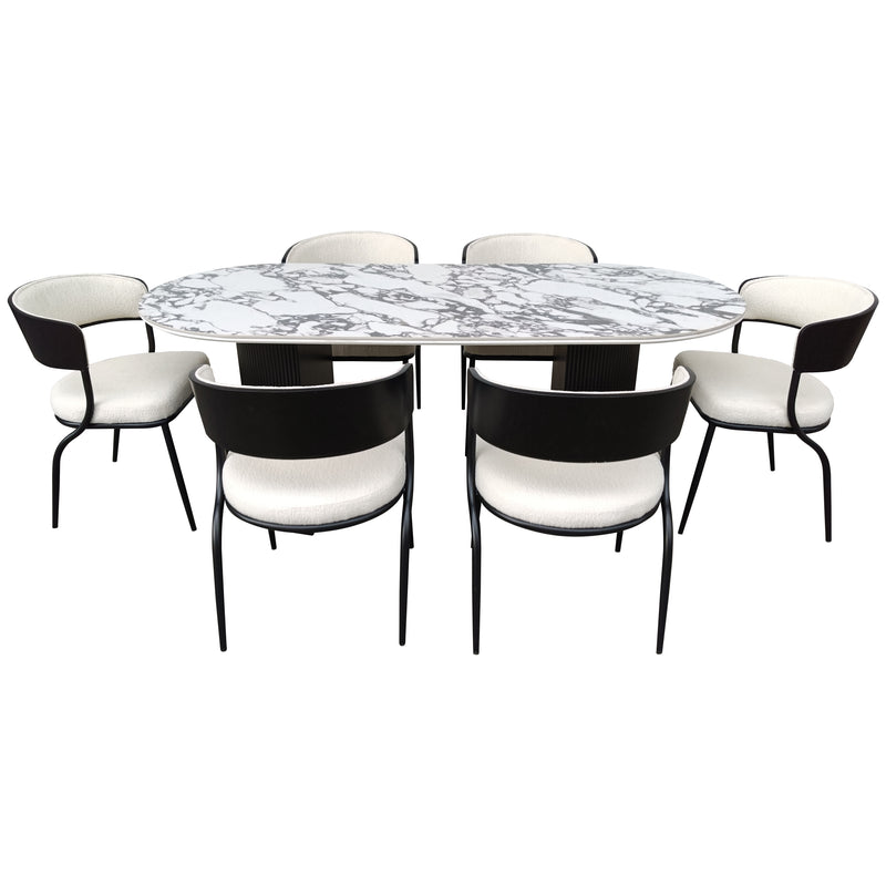 Cargue la imagen en el visor de la galería, Comedor Valise 1.8 M blanco&negro + 6 sillas JY6316XT color blanco