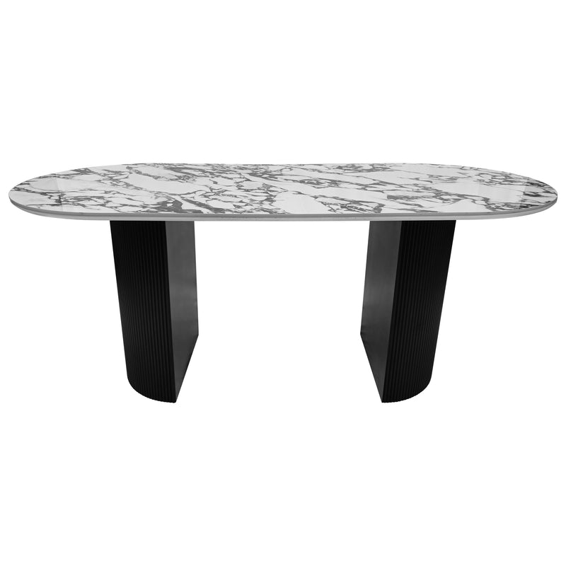 Cargue la imagen en el visor de la galería, Mesa de Comedor 1.8 M color Blanco / Negro Marmoleada Valise - 421BW-WH-BL