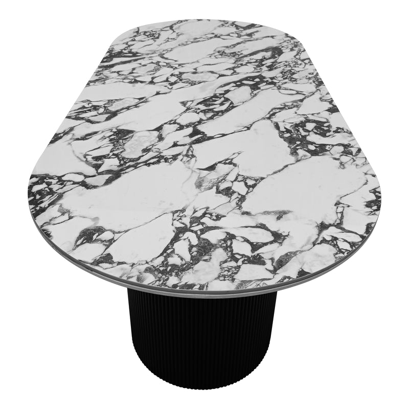 Cargue la imagen en el visor de la galería, Mesa de Comedor 1.8 M color Blanco / Negro Marmoleada Valise - 421BW-WH-BL
