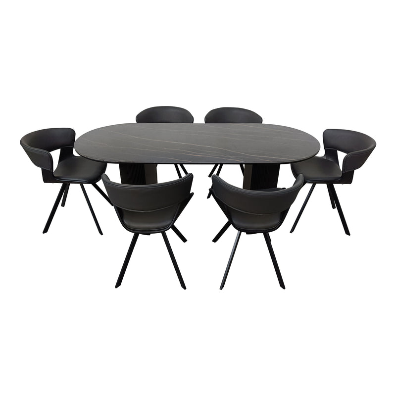 Cargue la imagen en el visor de la galería, Comedor Valise 1.8 M color Negro + 6 sillas JY6148