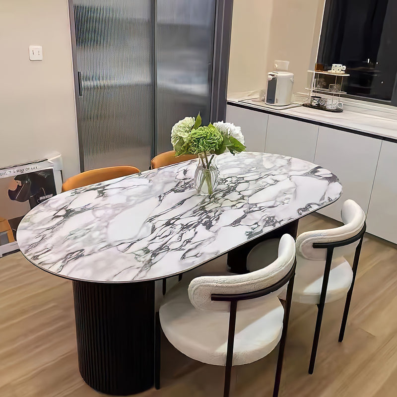 Cargue la imagen en el visor de la galería, Mesa de Comedor 1.8 M color Blanco / Negro Marmoleada Valise - 421BW-WH-BL