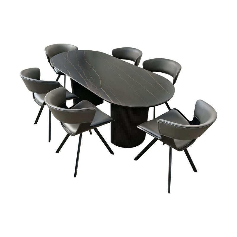 Cargue la imagen en el visor de la galería, Comedor Valise 1.8 M color Negro + 6 sillas JY6148