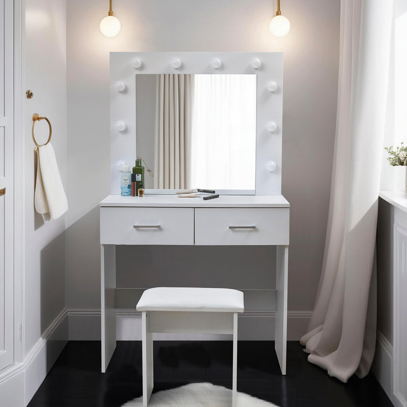 Cargue la imagen en el visor de la galería, Tocador Vanity con 12 bombilla color blanco 3 tonos de luz led - 27647BSET2A