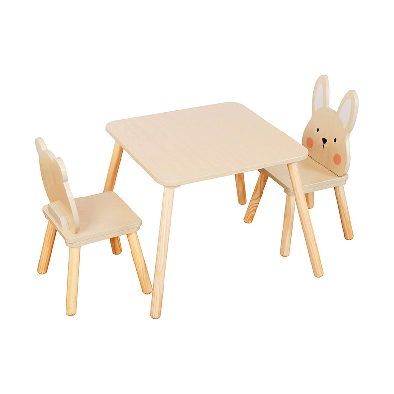 Cargue la imagen en el visor de la galería, Comedor infantil con dos sillas multiusos de madera - W08G410
