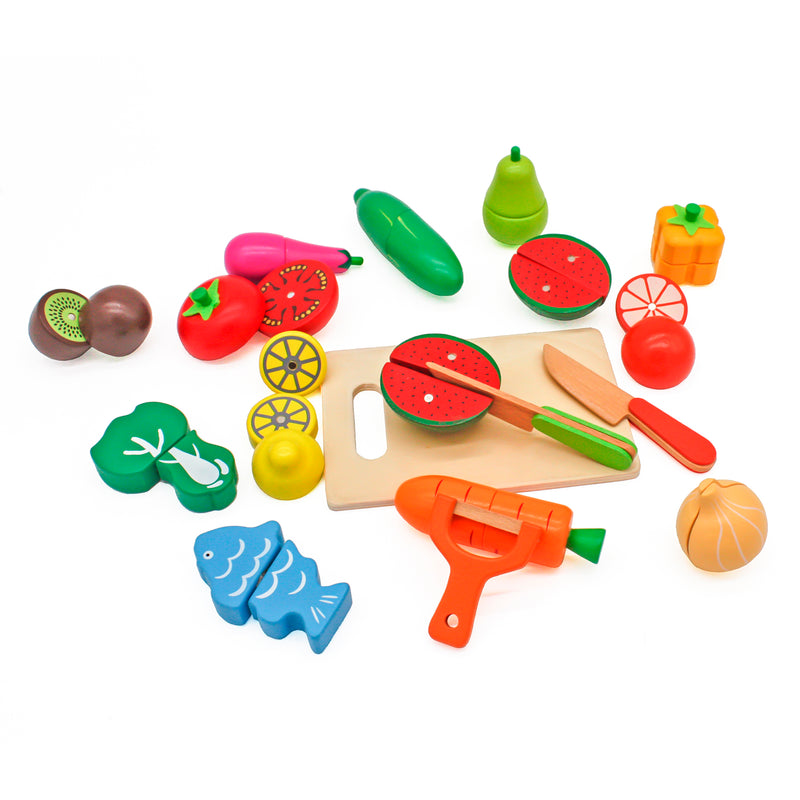 Cargue la imagen en el visor de la galería, Juego de frutas de madera - W10B224