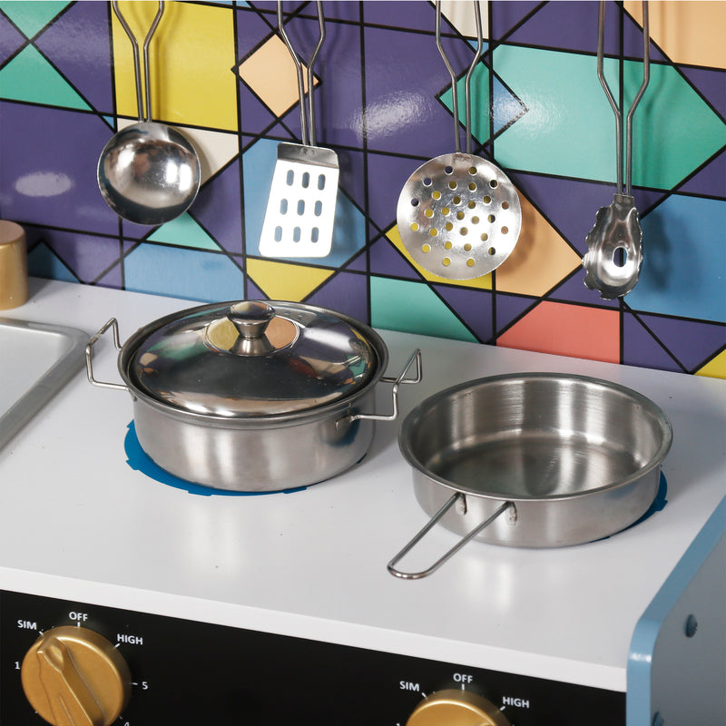 Load image into Gallery viewer, Blue Wooden Kids' Kitchen Playset - W10C955