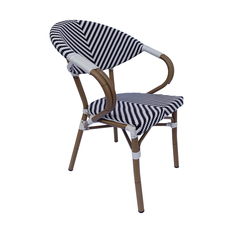 Cargue la imagen en el visor de la galería, Silla de Ratán para exterior color blanco con negro WILLSI W-048