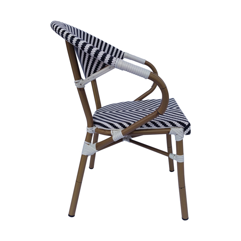 Cargue la imagen en el visor de la galería, Silla de Ratán para exterior color blanco con negro WILLSI W-048