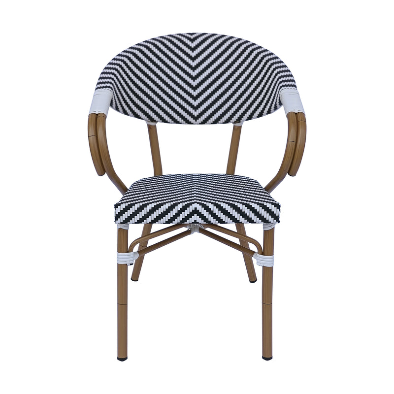 Cargue la imagen en el visor de la galería, Silla de Ratán para exterior color blanco con negro WILLSI W-048