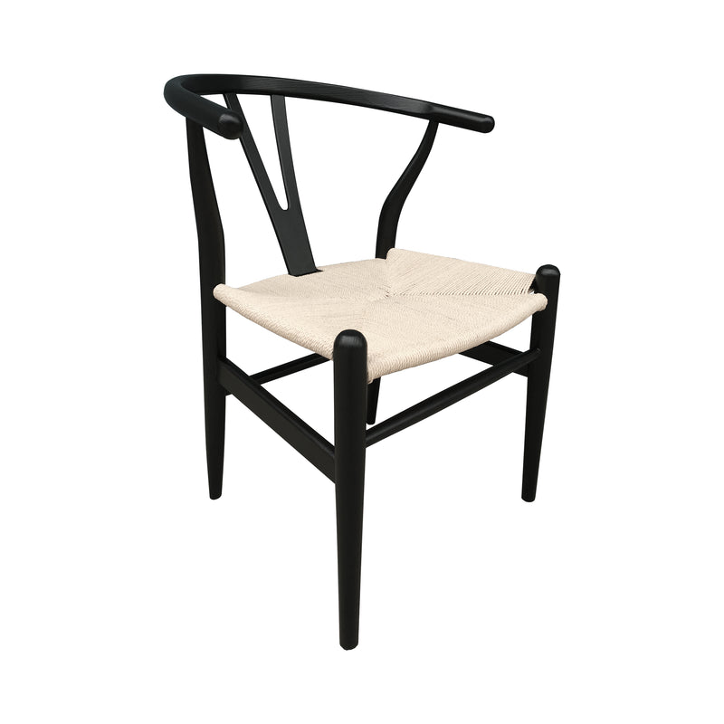 Cargue la imagen en el visor de la galería, Silla de madera para interior color negro con natural Wishbone-FC10-NN CasaEaster