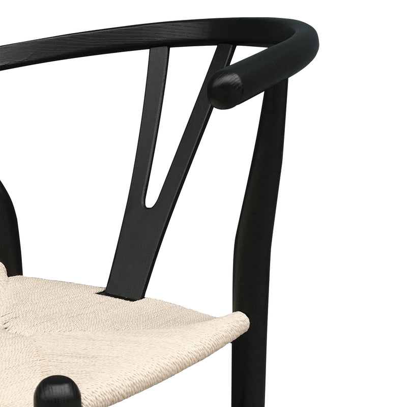 Cargue la imagen en el visor de la galería, Silla de madera para interior color negro con natural Wishbone-FC10-NN CasaEaster
