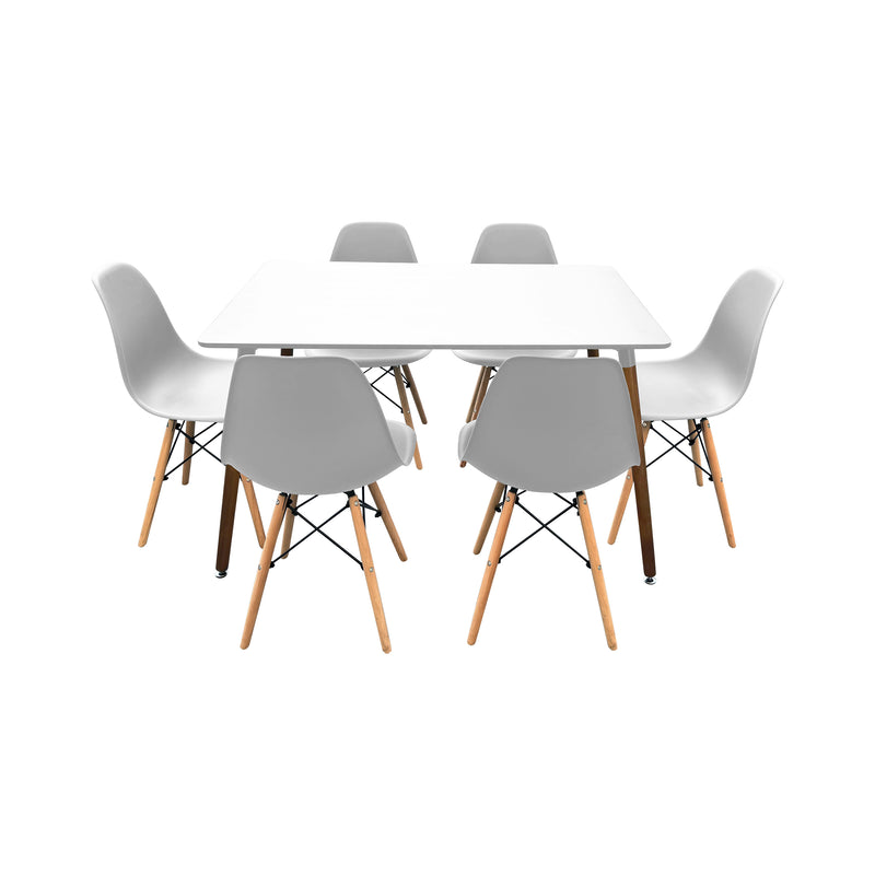 Cargue la imagen en el visor de la galería, Comedor WT03WH blanco 1.2 M + 6 Sillas P101WH blancas