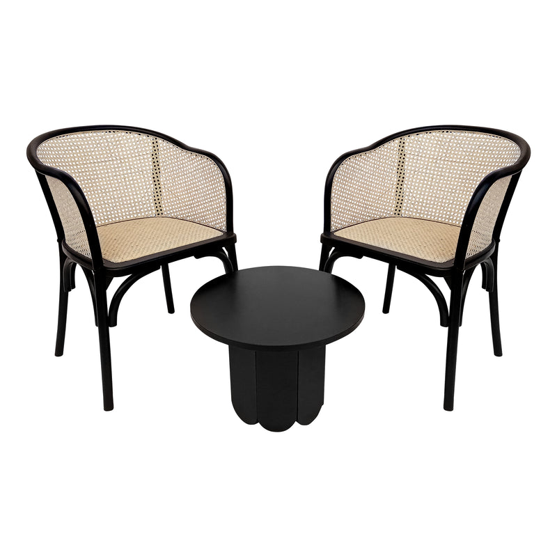 Cargue la imagen en el visor de la galería, Set Bistro XN2201BLK + Mesa BD58B negro con natural