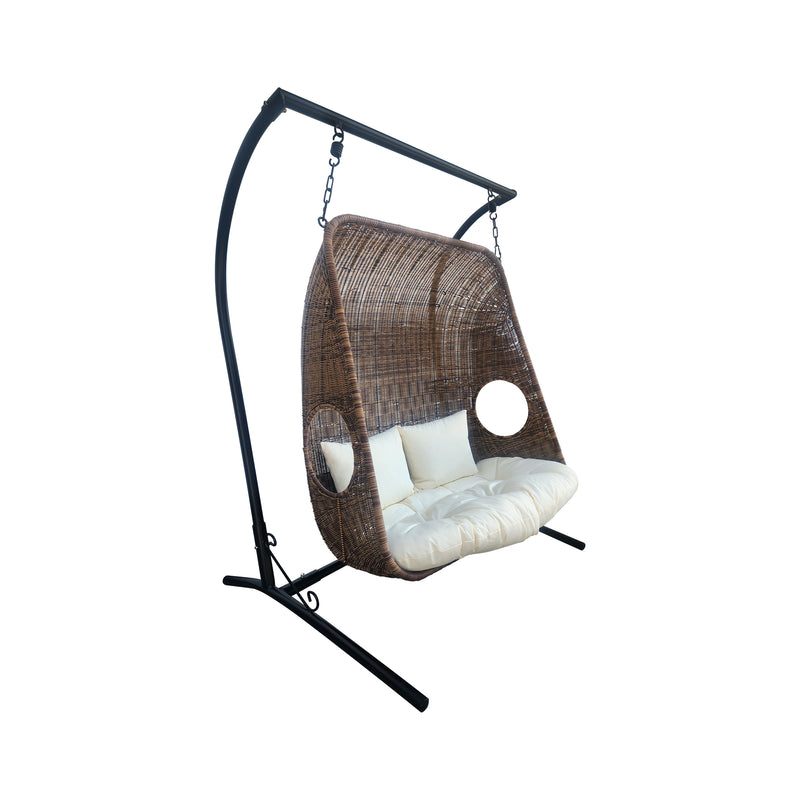 Cargue la imagen en el visor de la galería, Columpio Doble color Cafe & Negro de Ratan - Y9048CCN