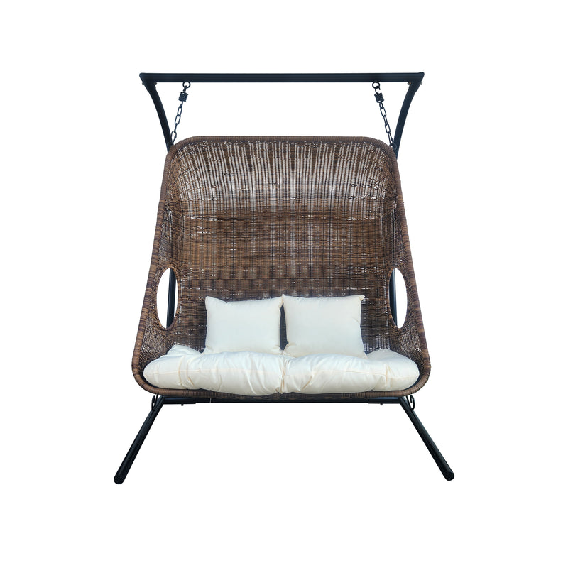 Cargue la imagen en el visor de la galería, Columpio Doble color Cafe & Negro de Ratan - Y9048CCN