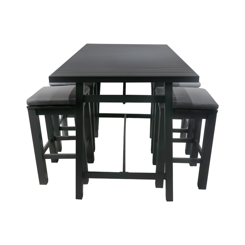 Cargue la imagen en el visor de la galería, Comedor Alto para interior y exterior Ancona + 4 bancos waterfall color Carbon - ANWACH