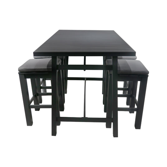 Comedor Alto para interior y exterior Ancona + 4 bancos waterfall color Carbon - ANWACH