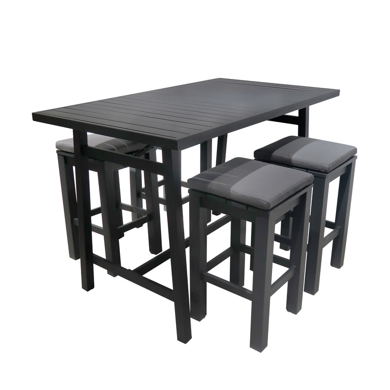 Cargue la imagen en el visor de la galería, Comedor Alto para interior y exterior Ancona + 4 bancos waterfall color Carbon - ANWACH