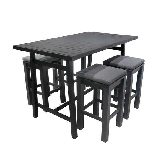 Comedor Alto para interior y exterior Ancona + 4 bancos waterfall color Carbon - ANWACH