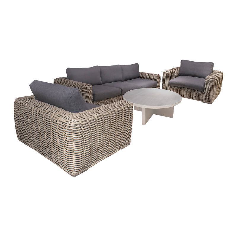 Cargue la imagen en el visor de la galería, Sala para Exterior e Interior de Rattan Color Carbon BURLEY TRIPLE-SRBT