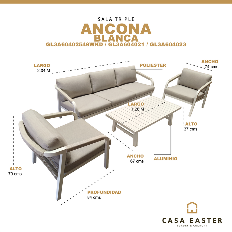 Cargue la imagen en el visor de la galería, Sala Triple Ancona color Blanco