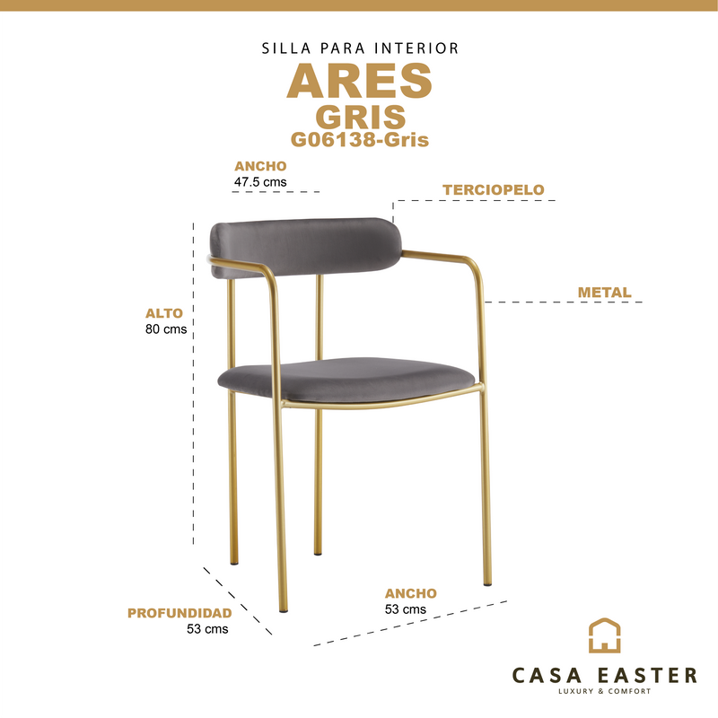 Cargue la imagen en el visor de la galería, Silla de interior Ares color Gris Metal - G06138-Gris