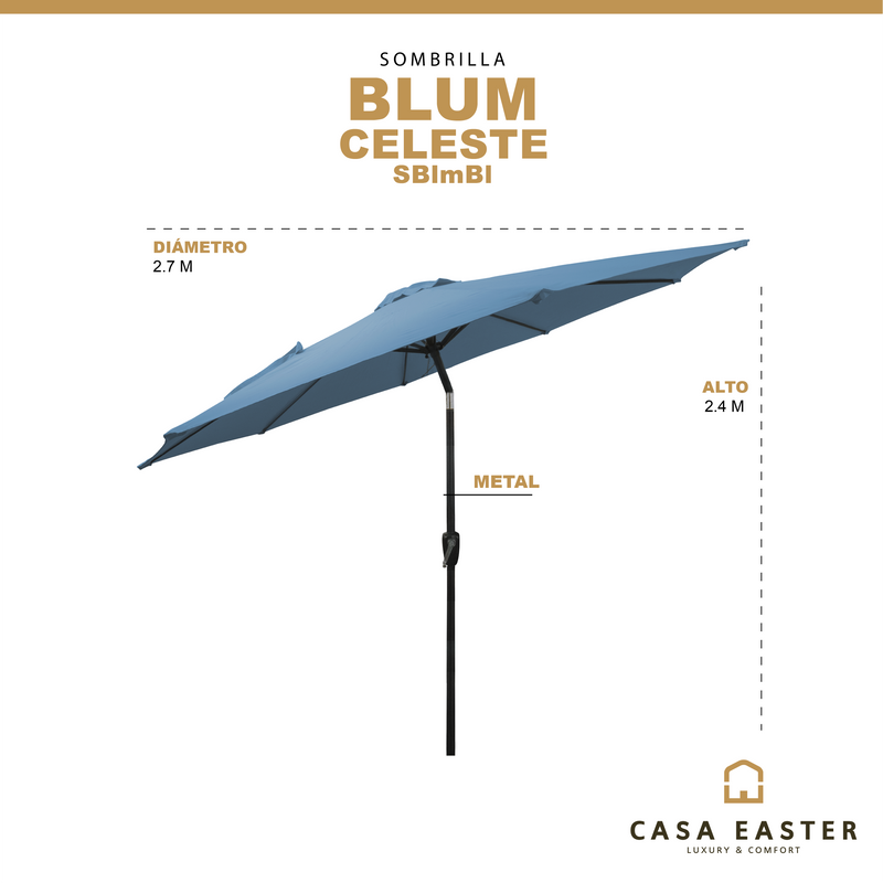 Cargue la imagen en el visor de la galería, Sombrilla Blum Para Jardin con Angulo de Inclinación Color Azul Cielo -SBlmBl