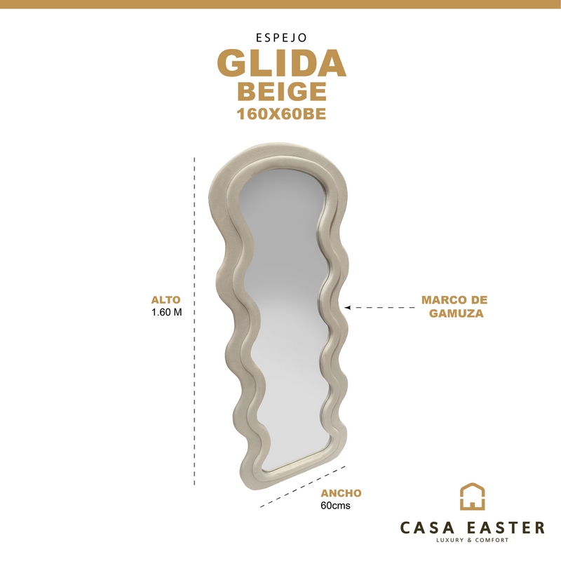 Cargue la imagen en el visor de la galería, Espejo color Beige 160x60 Glida - GL160X60BE