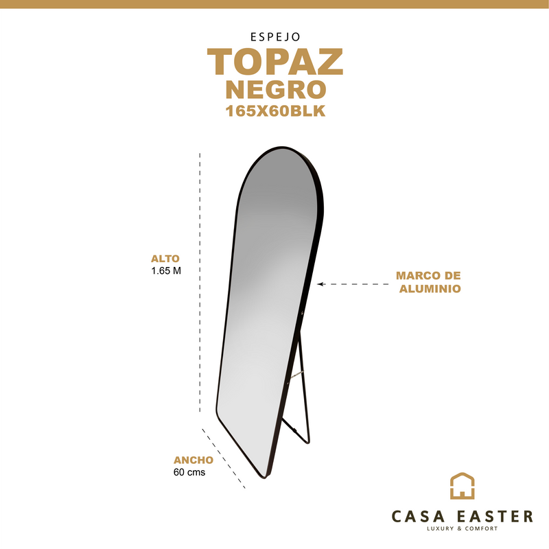 Cargue la imagen en el visor de la galería, Espejo color Negro 165x65 Topaz -TO165X60BLK