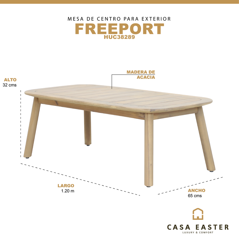 Cargue la imagen en el visor de la galería, Mesa de centro de madera Freeport 1.2 M - HUC38289