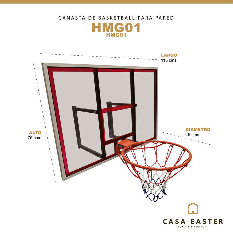 Cargue la imagen en el visor de la galería, Tablero de Basketball Hops color Negro con Rojo Kobi HMG01 Para Pared - HMG01