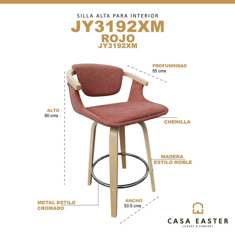 Cargue la imagen en el visor de la galería, Silla Alta de Interior Belfast color Rojo - JY3192XM