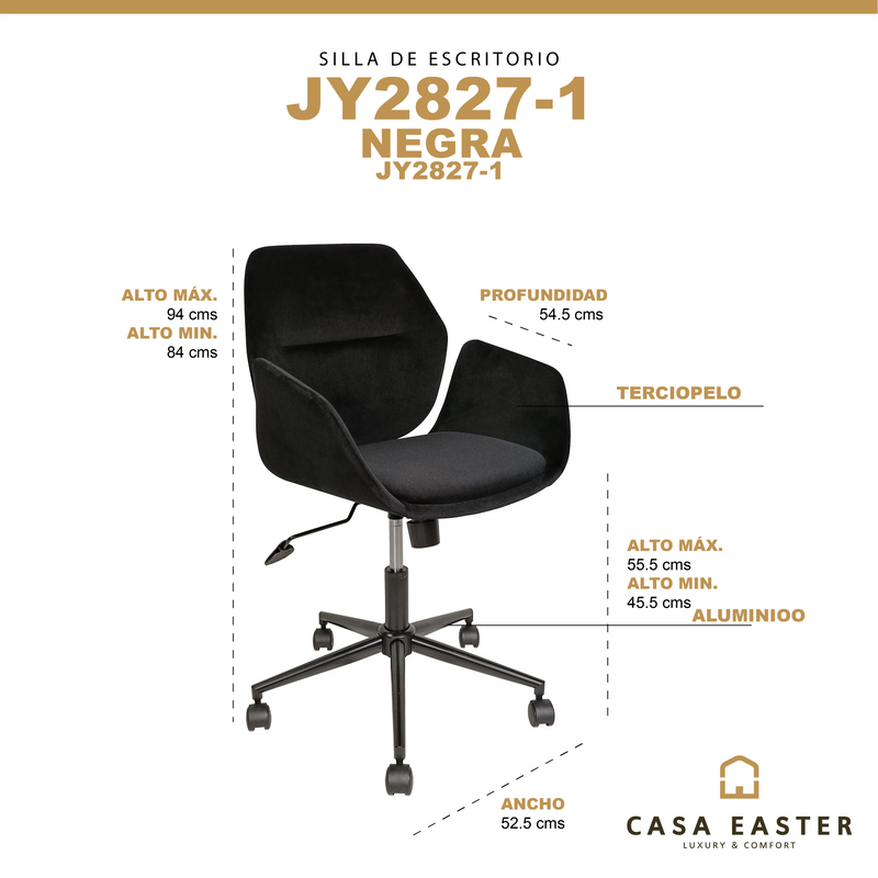 Cargue la imagen en el visor de la galería, Silla de escritorio S018-101 color negro - JY2827-1