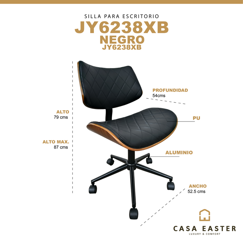 Cargue la imagen en el visor de la galería, Silla de escritorio color negro - JY6238XB