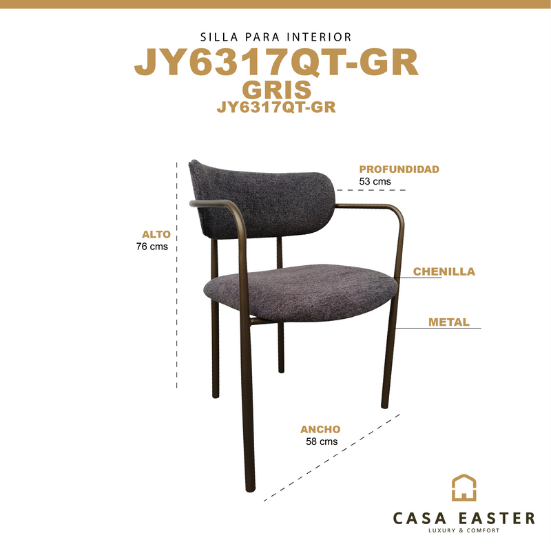 Cargue la imagen en el visor de la galería, Silla para Interior color Gris- JY6317QT-GR