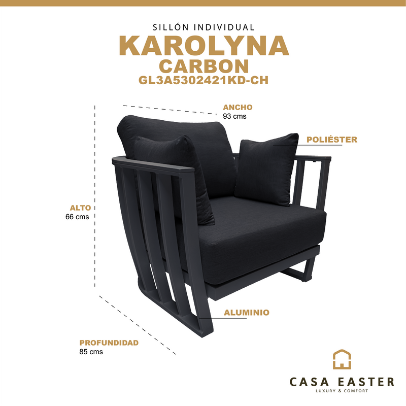 Cargue la imagen en el visor de la galería, Sillón individual color Carbon/negro Karolyna - GL3A5302421KD-CH