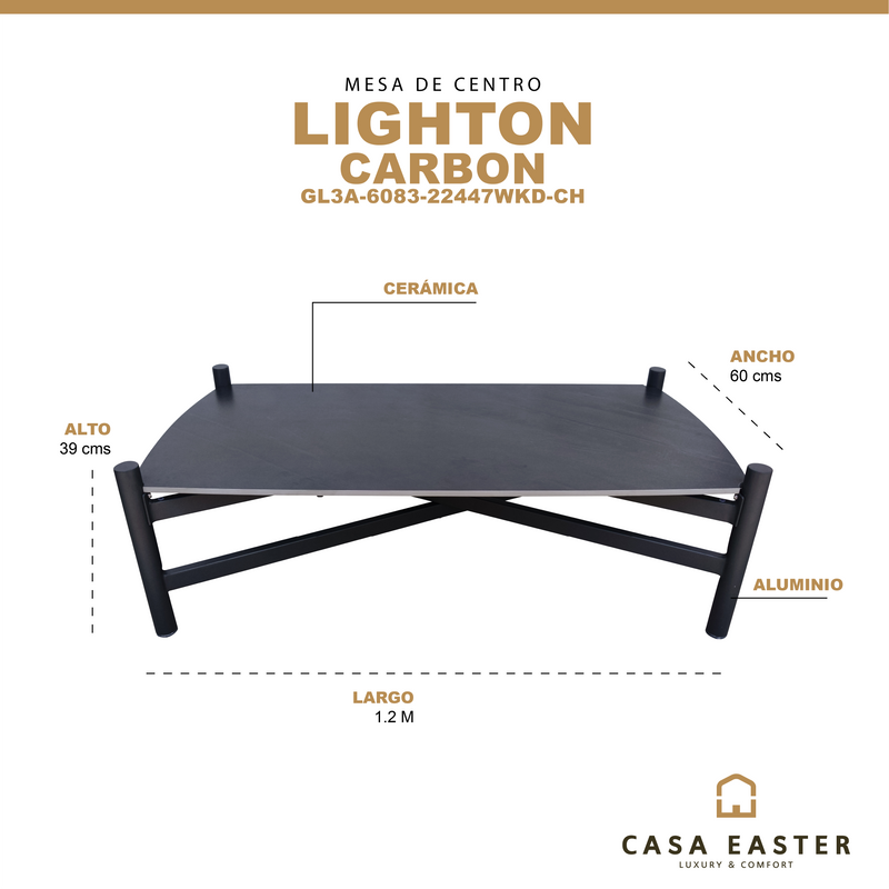 Cargue la imagen en el visor de la galería, Mesa de Centro Lighton 1.2 M color Carbon - GL3A-6083-22447WKD-CH