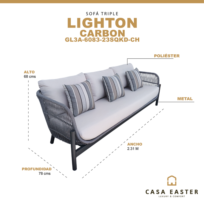 Cargue la imagen en el visor de la galería, Sofá Triple Lighton color Carbon - GL3A608323KD