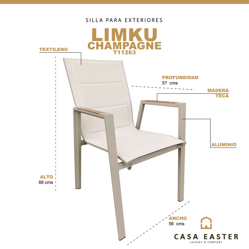 Cargue la imagen en el visor de la galería, Silla de Textileno para interior y exterior Color Champagne LIMKU - T11263