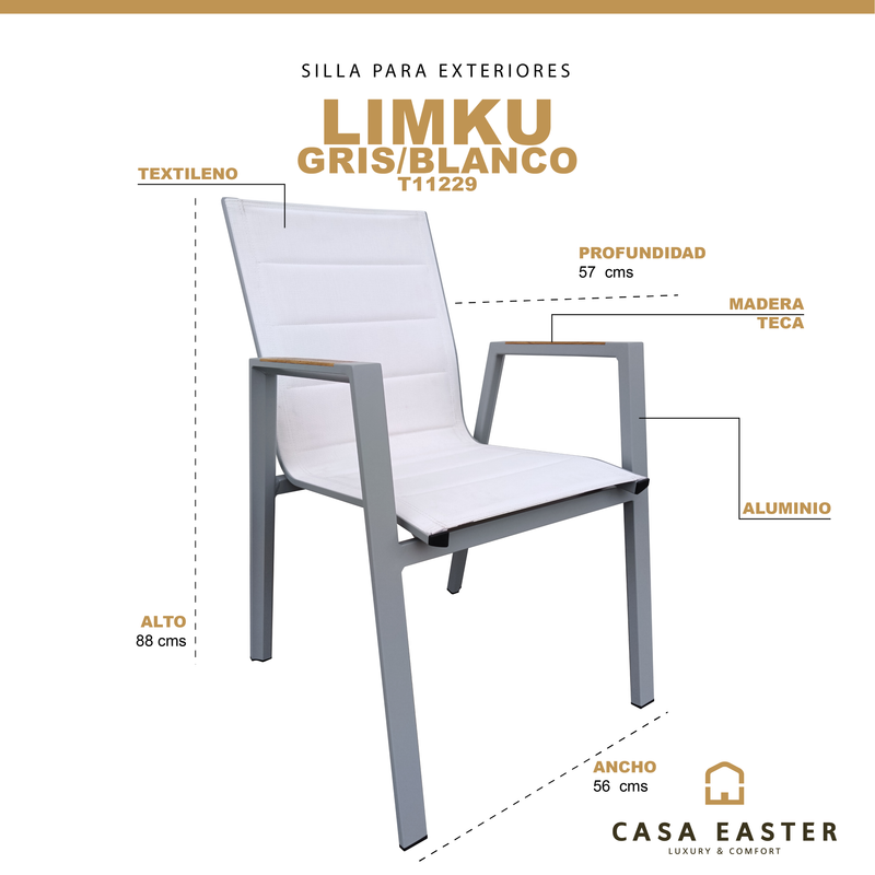 Cargue la imagen en el visor de la galería, Silla de Textileno para interior y exterior Color Blanco & Gris LIMKU - T11229