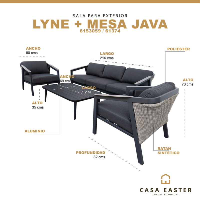 Cargue la imagen en el visor de la galería, Set Triple Lyne color carbon + mesa de centro Java