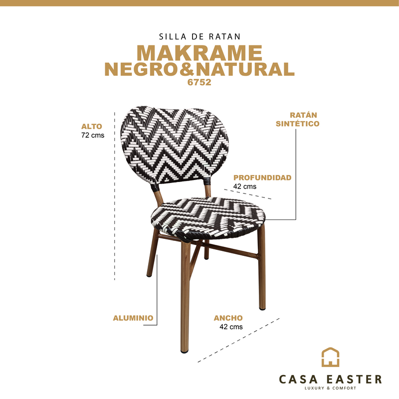 Load image into Gallery viewer, Rattan chair for outdoor and indoor use Black and natural color MAKRAME -6752