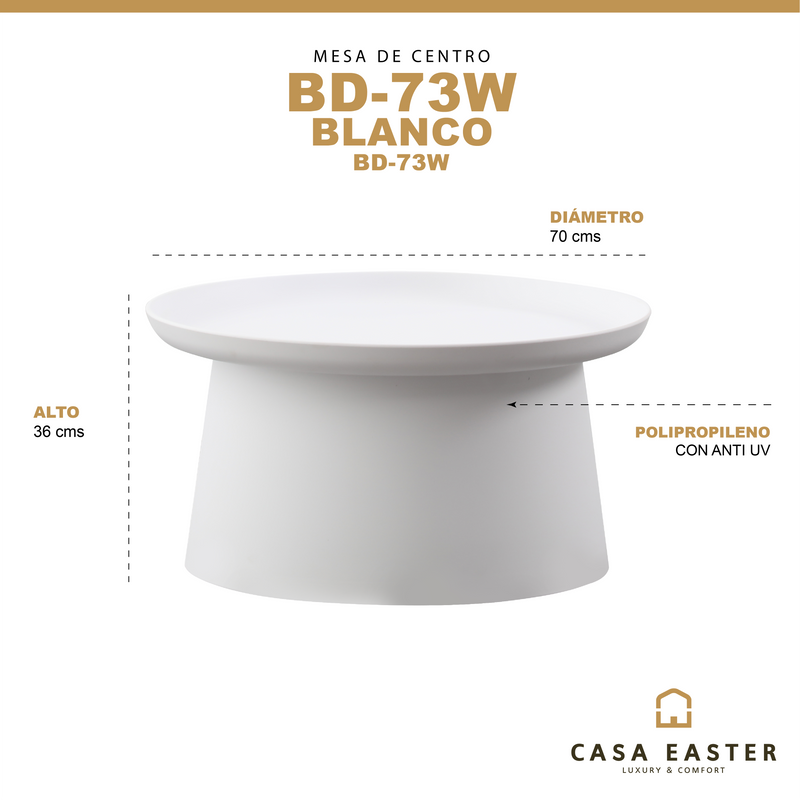 Cargue la imagen en el visor de la galería, Mesa de Centro 70*36 Blanca D.70cms BD73W - 299 - BD73W