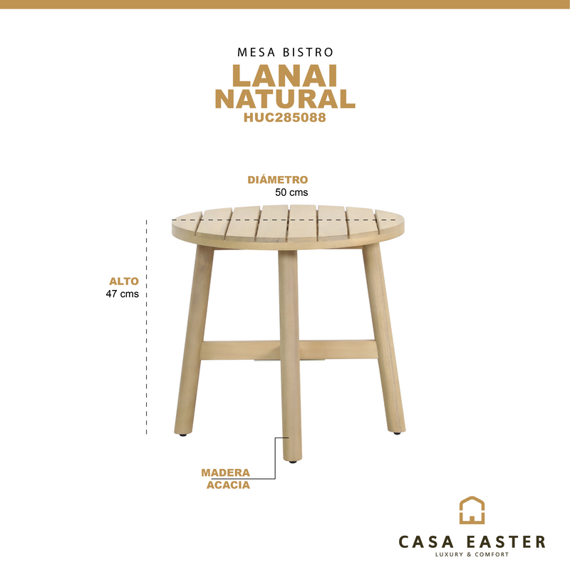 Cargue la imagen en el visor de la galería, Mesa Bistro Lanai Side 50 cms, color Natural - HUC28508