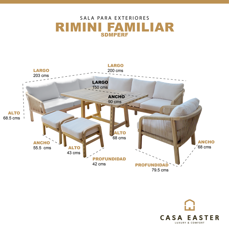 Cargue la imagen en el visor de la galería, Sala para Exterior e Interior de Madera Color Blanco RIMINI FAMILIAR-SDMPERF